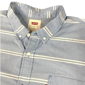 Levi's‎ XL Short Sleeve Button Down Shirt Blue White Striped Casual Mens